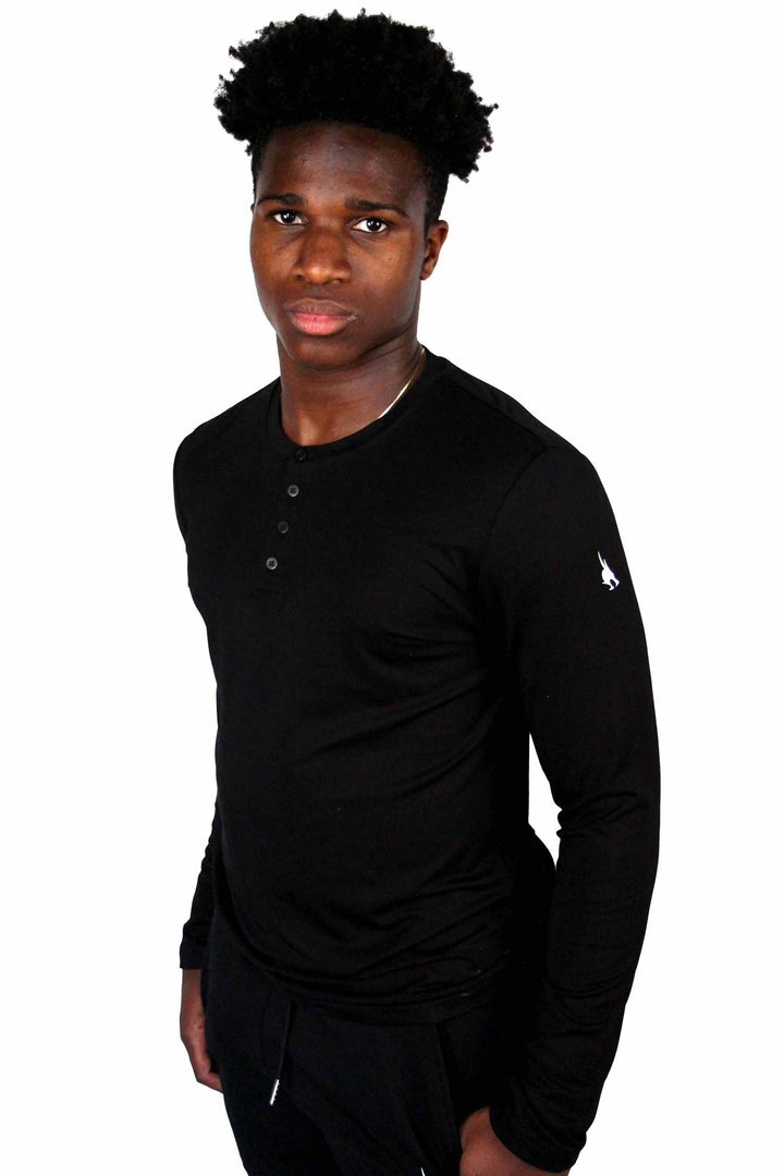 Tailored Bamboo Black Henley