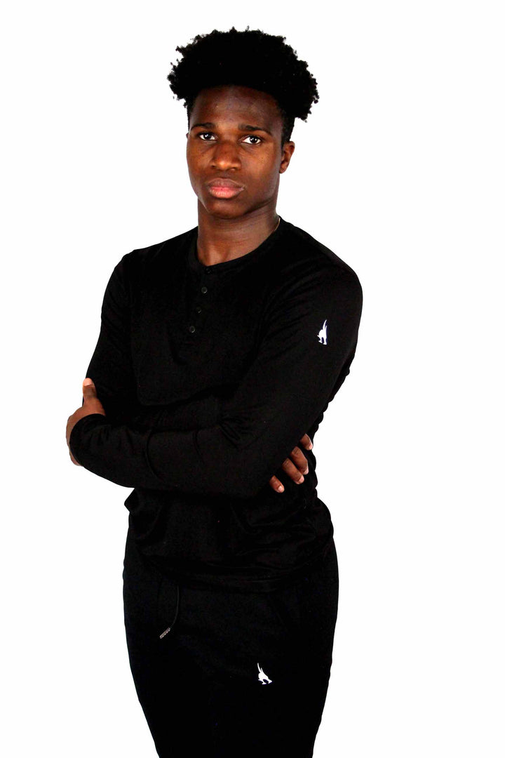 Tailored Bamboo Black Henley